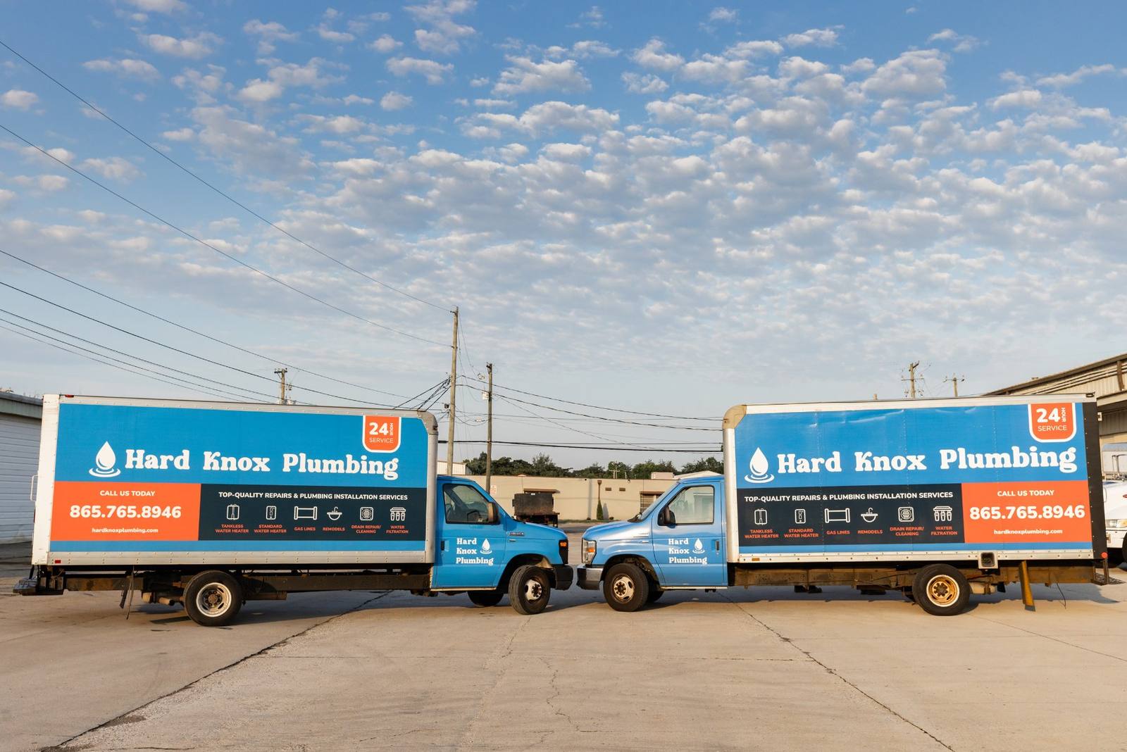 Hard Knox Plumbing service trucks that serve homes in Alcoa, TN