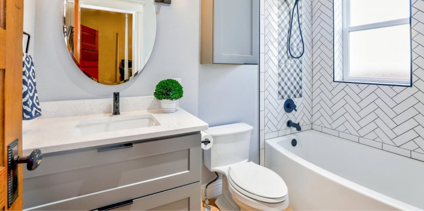 Modern bathroom interior showing common toilet problems