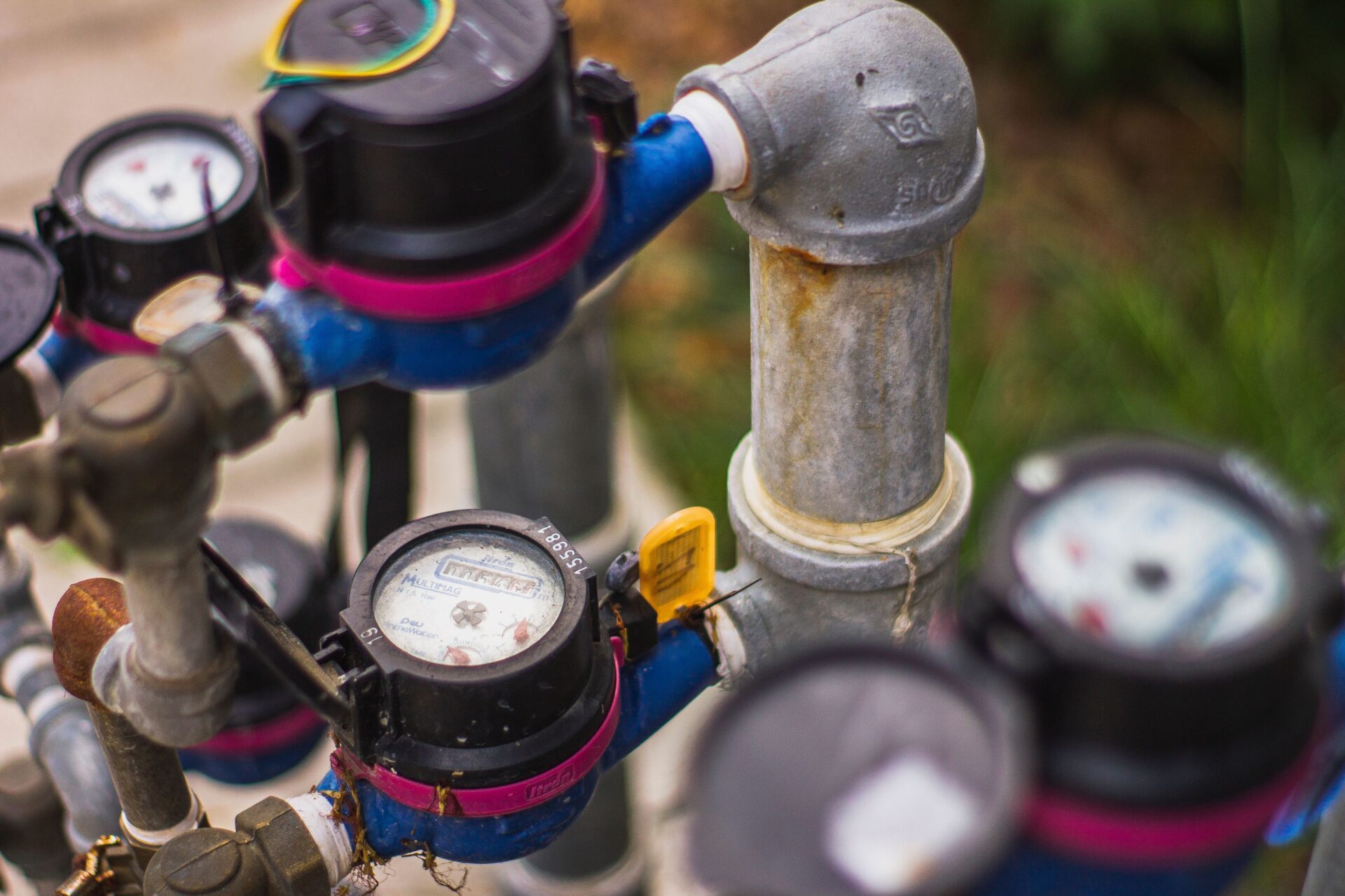 Residential water meter and shutoff valves used to check water pressure at a Knoxville Tennessee home